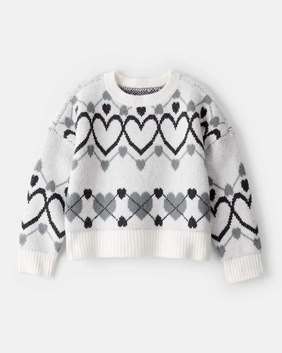 Girls Heart Sweater - White