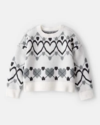 Girls Heart Sweater - White