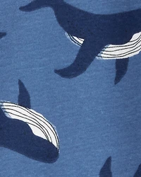 Toddler Boy Whale Print Snug Fit Cotton Footless 1-Piece Pyjamas - Navy