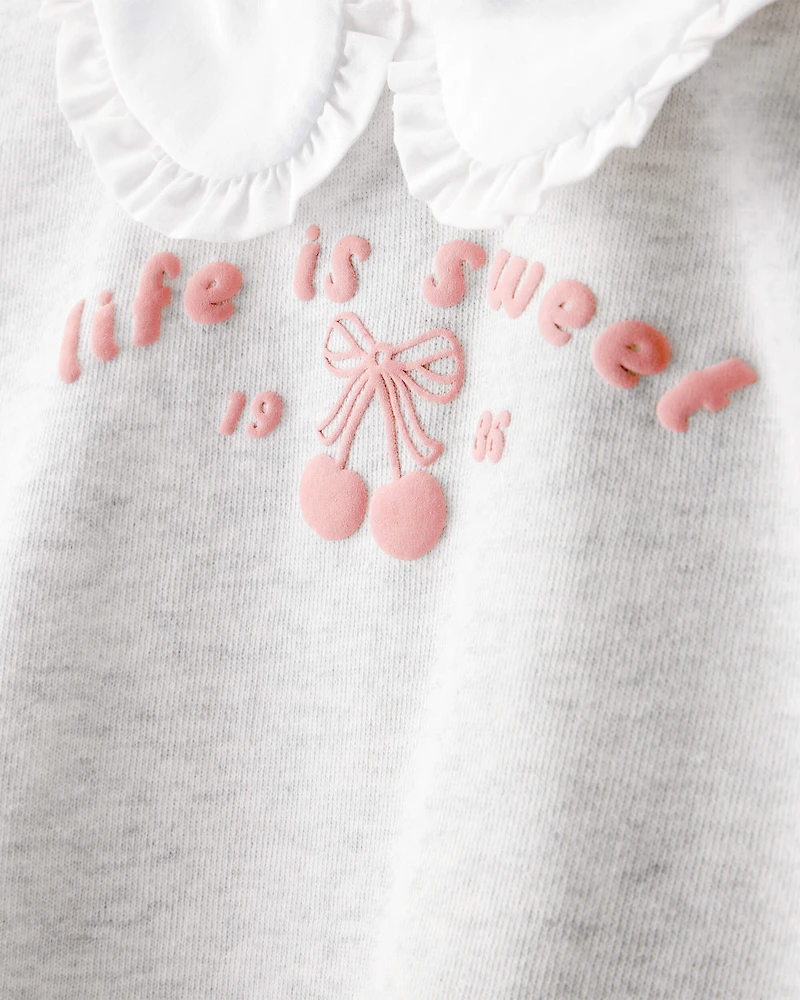 Toddler Girl Life Is Sweet French Terry Short-Sleeve Top - Grey