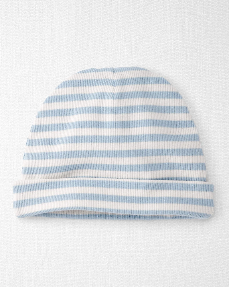 Baby Girl Organic Cotton Striped Rib Cap