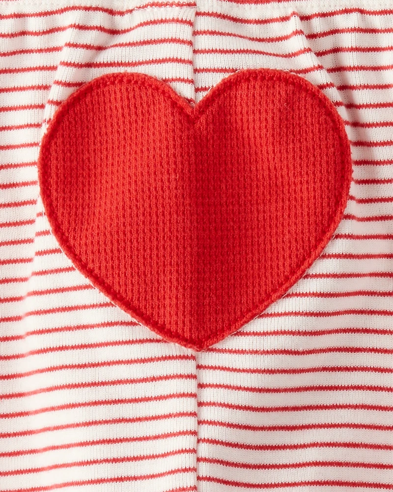 Baby Valentine's Day 2-Piece Striped Long-Sleeve Bodysuit & Pant Set - Red/White