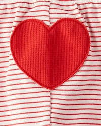 Baby Valentine's Day 2-Piece Striped Long-Sleeve Bodysuit & Pant Set - Red/White