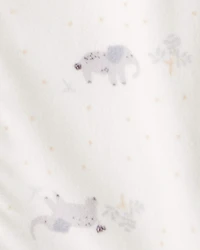 Baby Elephant Print Long-Sleeve Wearable Blanket - White