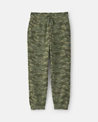 Boys Camo Fleece Joggers - Olive Green