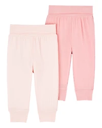 Baby Girl 2-Pack PurelySoft Pull-On Pants - Pink
