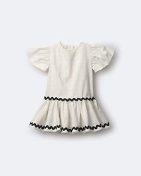 Toddler Girl Short-Sleeve Peplum Dress - Cream