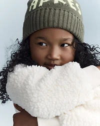 Toddler Let's Have Fun'  Sherpa Quarter-Zip Sweatshirt - Cream