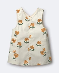 Toddler Girl Otter Pocket Jumper Floral Print - Cream