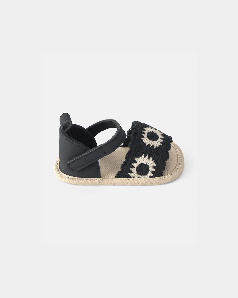 Baby Girl Crochet Sandals - Black
