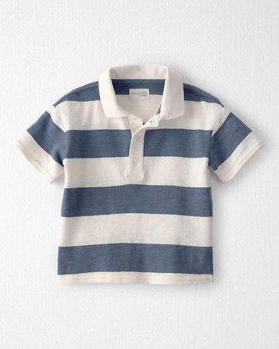 Toddler Boy Collared Shirt Made with Organic Cotton Stripes
