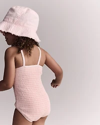 Toddler Girl Smocked One-Piece Swimsuit - Light Pink