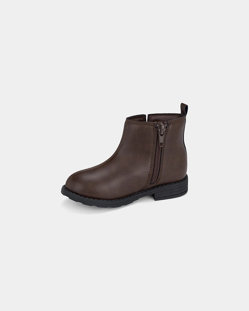 Girls Heart Charm Boots - Brown