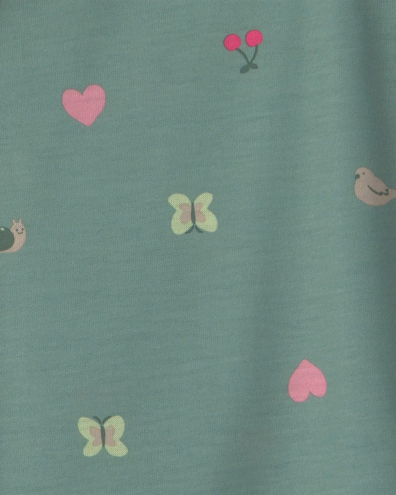 Girls 2-Pack Butterfly Night Gown - Pink/Green