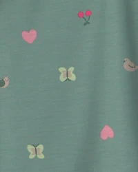 Girls 2-Pack Butterfly Night Gown - Pink/Green