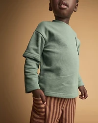 Toddler Long-Sleeve Layered Top - Olive