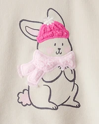 Baby Girl Bunny French Terry Long-Sleeve Pullover Sweatshirt - Cream