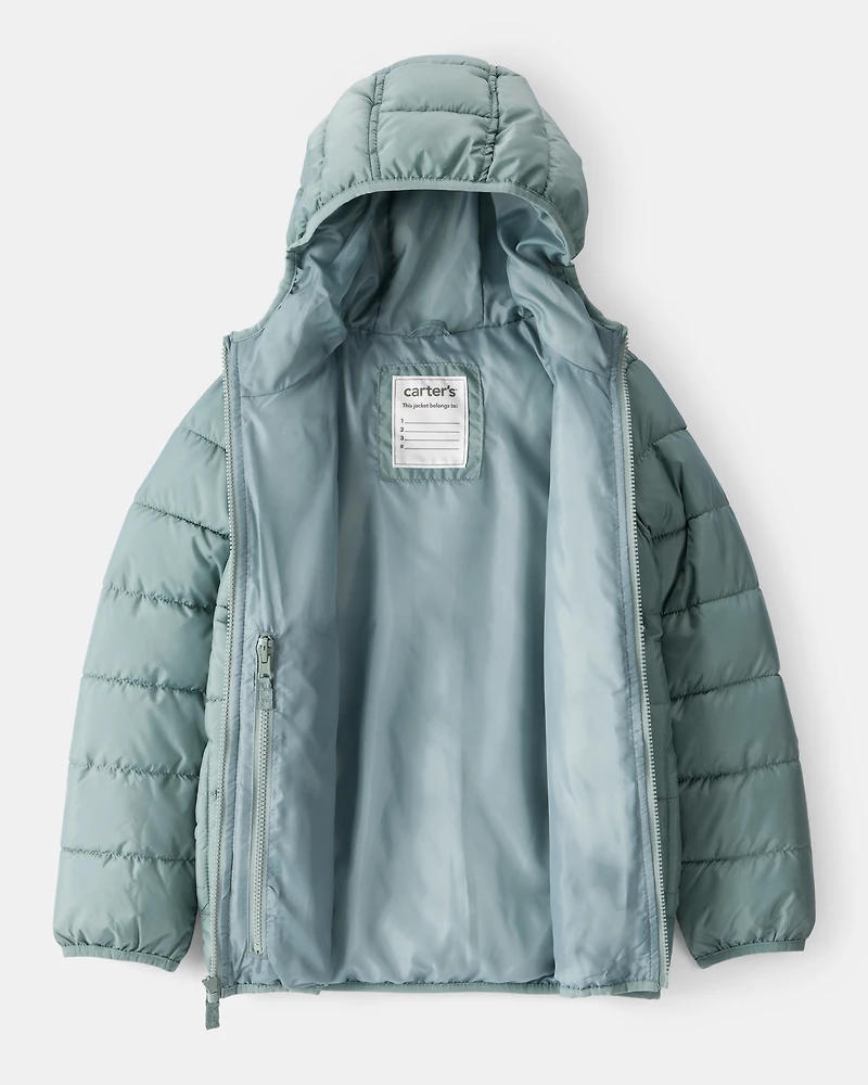 Kid Hooded Puffer Jacket - Green