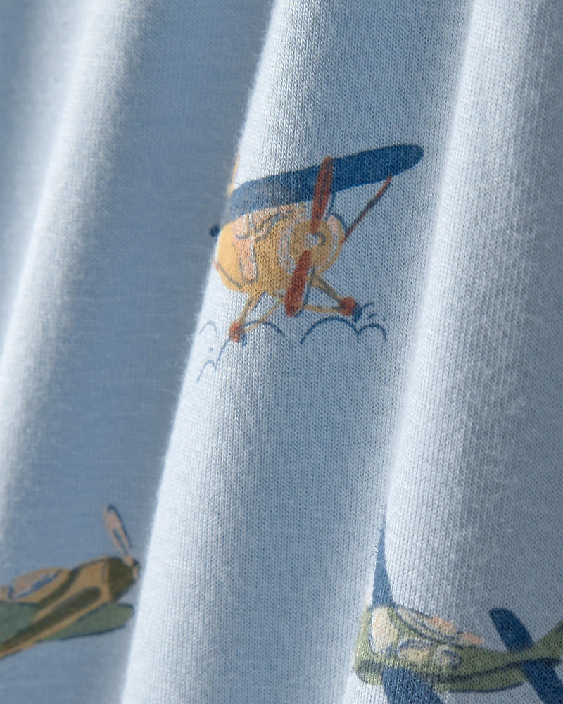 Baby Boy Plane 2-Way Zip PurelySoft Sleeper - Blue