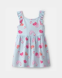 Toddler Girl Pool Floatie Sleeveless Dress - Blue/Pink