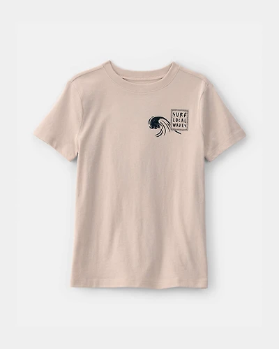 Kids Octopus Surf Graphic Tee - Tan