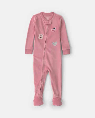 Toddler Girl 1-Piece Icon DreamPlush Snug Fit Footed Pyjama - Pink