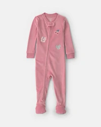 Toddler Girl 1-Piece Icon DreamPlush Snug Fit Footed Pyjama - Pink