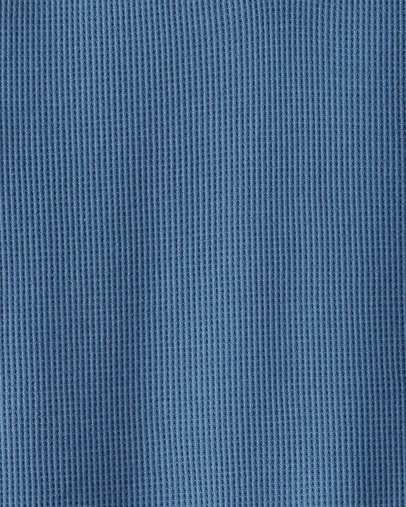 Boys Stripe Thermal Long-Sleeve Henley T-Shirt - Blue