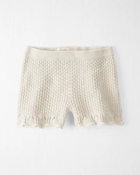 Toddler 2-Piece Organic Cotton Crotchet Knit Set-Cream