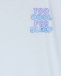 Girls Ice Cream Print Loose Fit 2-Piece Pyjamas - Blue