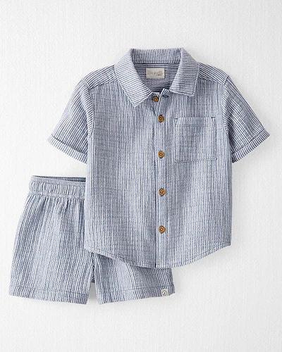 Toddler Boy 2-Piece Organic Cotton Striped Set