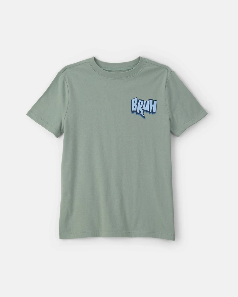 Boys 'Bruh' Graphic Tee - Green
