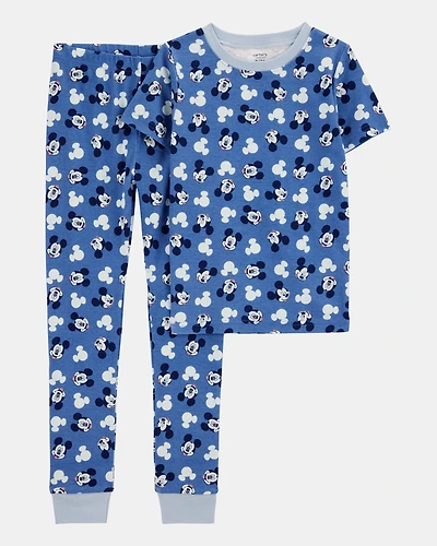 Kid Disney© Mickey Mouse Snug Fit Cotton 2-Piece Pyjamas - Navy