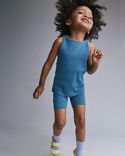 Toddler Girl Ribbed Playtime Tank - Teal