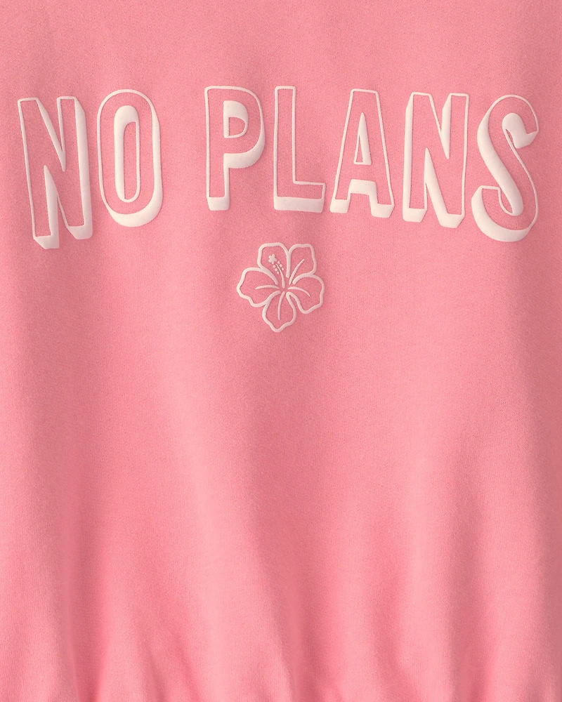 Girls 'No Plans' French Terry Top - Pink