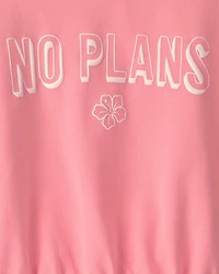Girls 'No Plans' French Terry Top - Pink