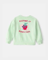 Toddler Girl Strawberry French Terry Pullover Sweatshirt - Green