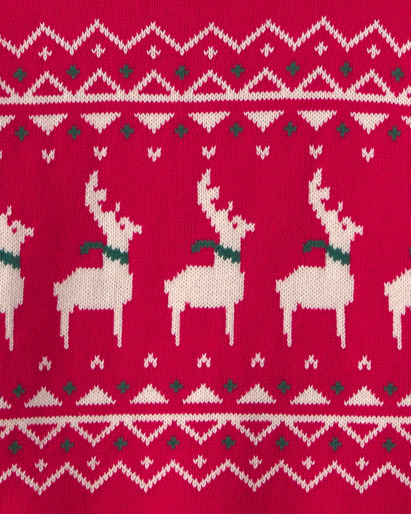 Boys Reindeer Fair Isle Sweater - Red