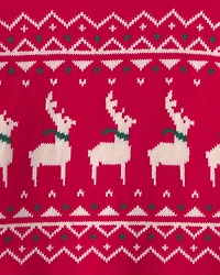 Boys Reindeer Fair Isle Sweater - Red
