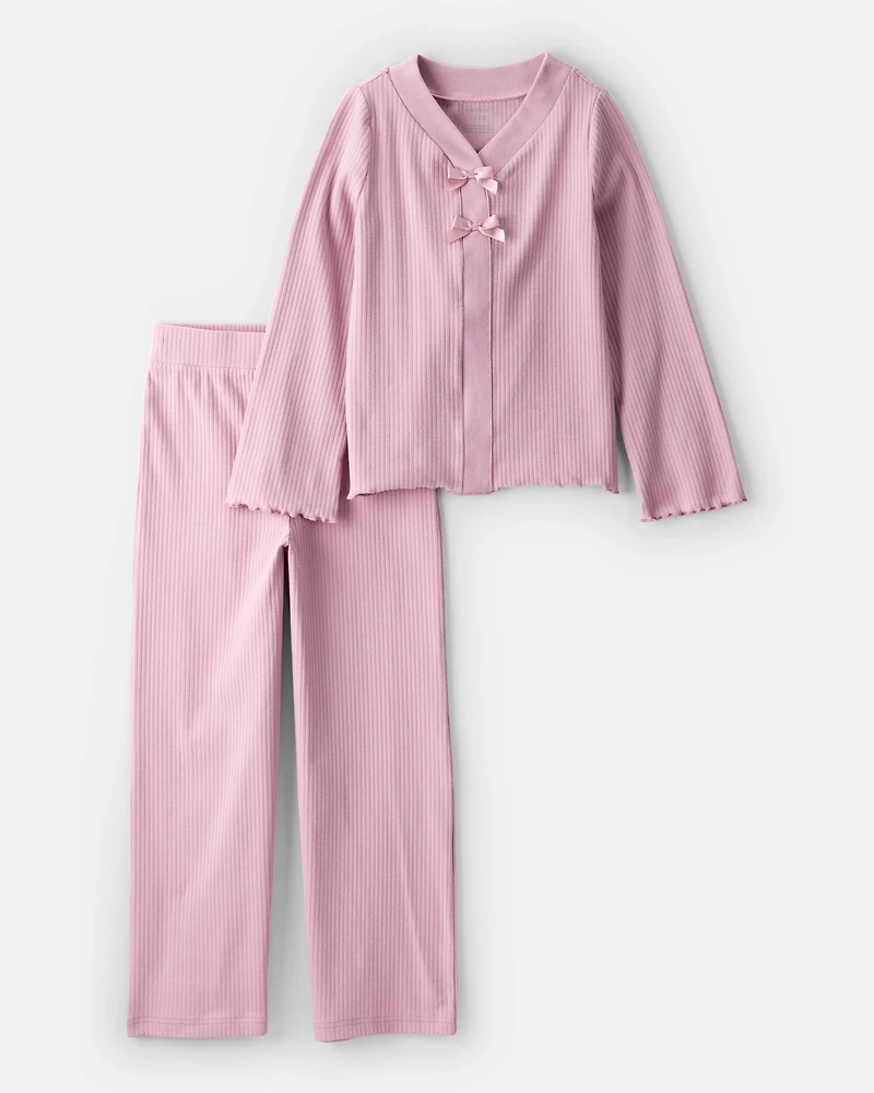 Girls 2-Piece Long-Sleeve Tee & Pant Set - Pink