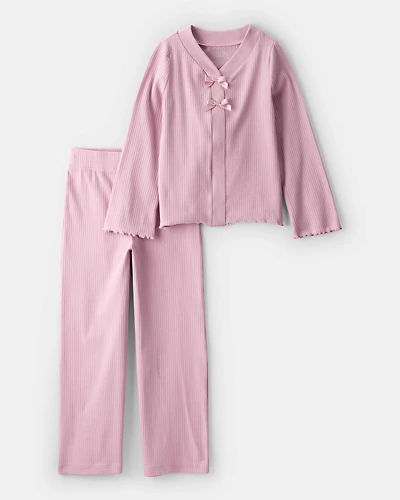 Girls 2-Piece Long-Sleeve Tee & Pant Set - Pink
