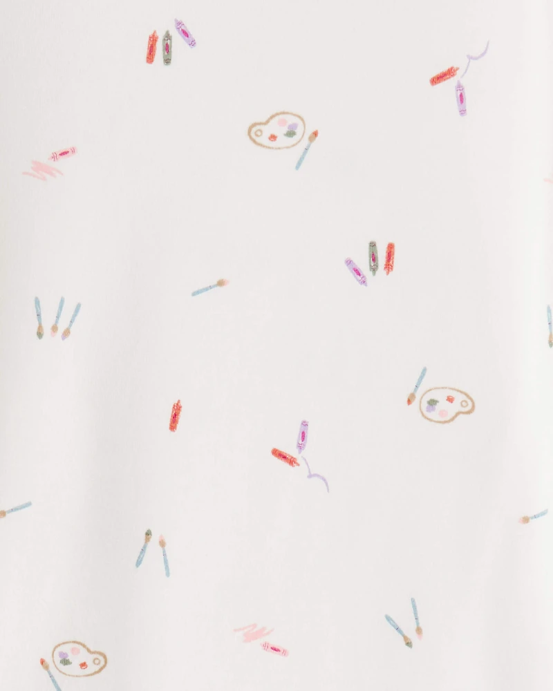 Toddler Girl Painting & colouring Print PurelySoft Long-Sleeve 2-Piece pyjamas - Ivory