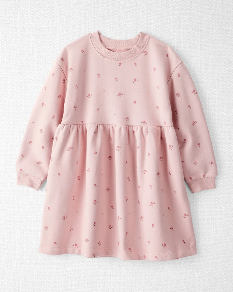 Toddler Girl French Terry Dress Made with Organic Cotton Blush Petals Print
