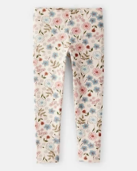 Toddler Girl Floral Pull-On Stretch Leggings - Cream