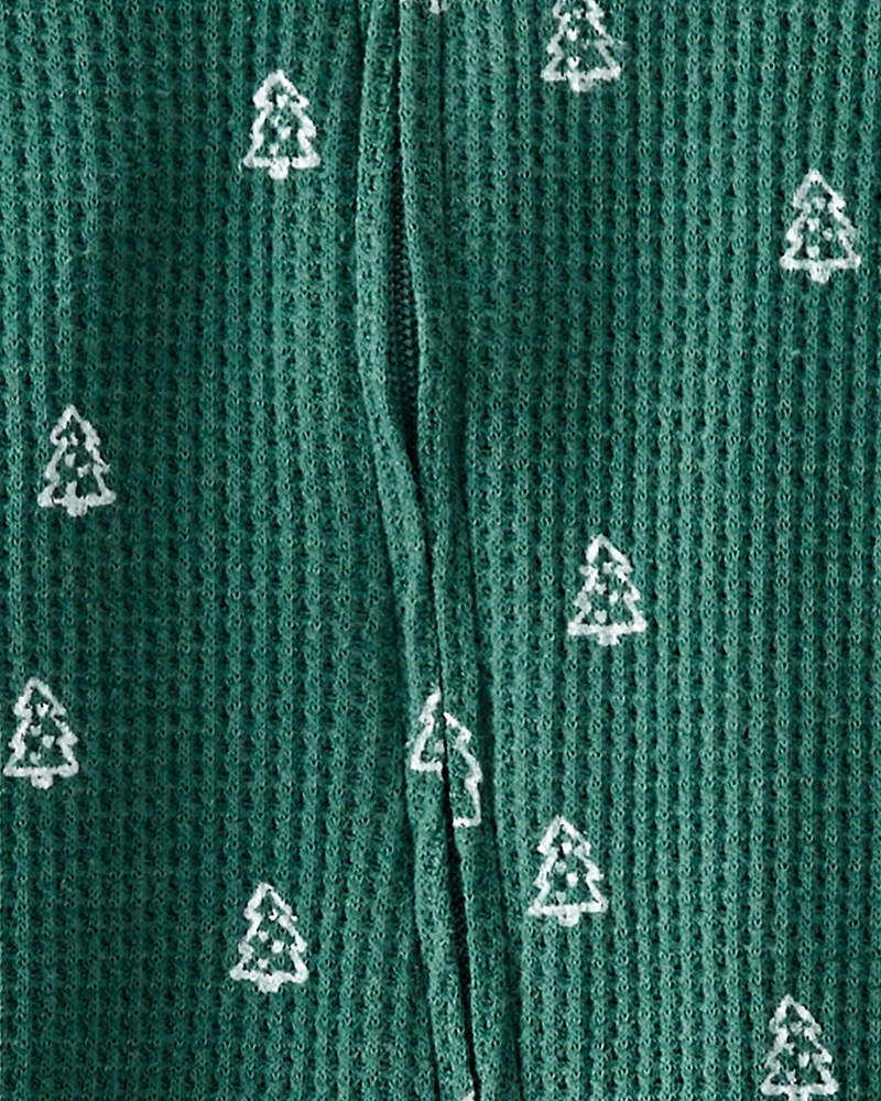 Baby Organic Cotton Waffle Knit Sleep & Play Pyjamas Christmas Tree Print