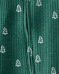 Baby Organic Cotton Waffle Knit Sleep & Play Pyjamas Christmas Tree Print