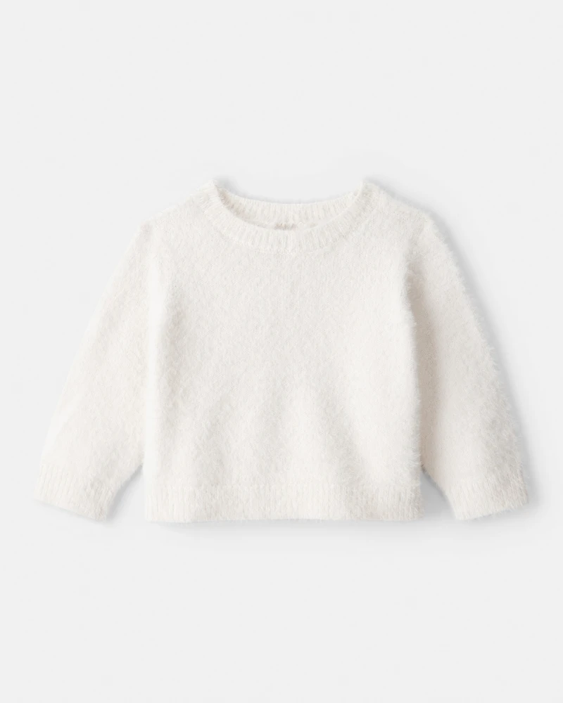 Baby Girl Brushed Sweater - White