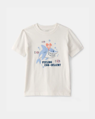 Toddler Easter Shark Graphic Tee - Ivory