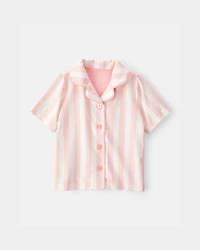 Toddler Girl Striped Loose Fit 2-Piece Pyjama Set - Pink/Ivory