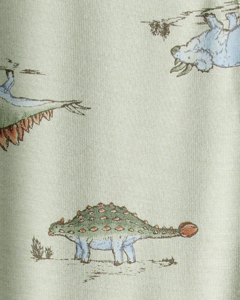 Baby Boy Dinosaur Print PurelySoft Long-Sleeve Sleeper - Green